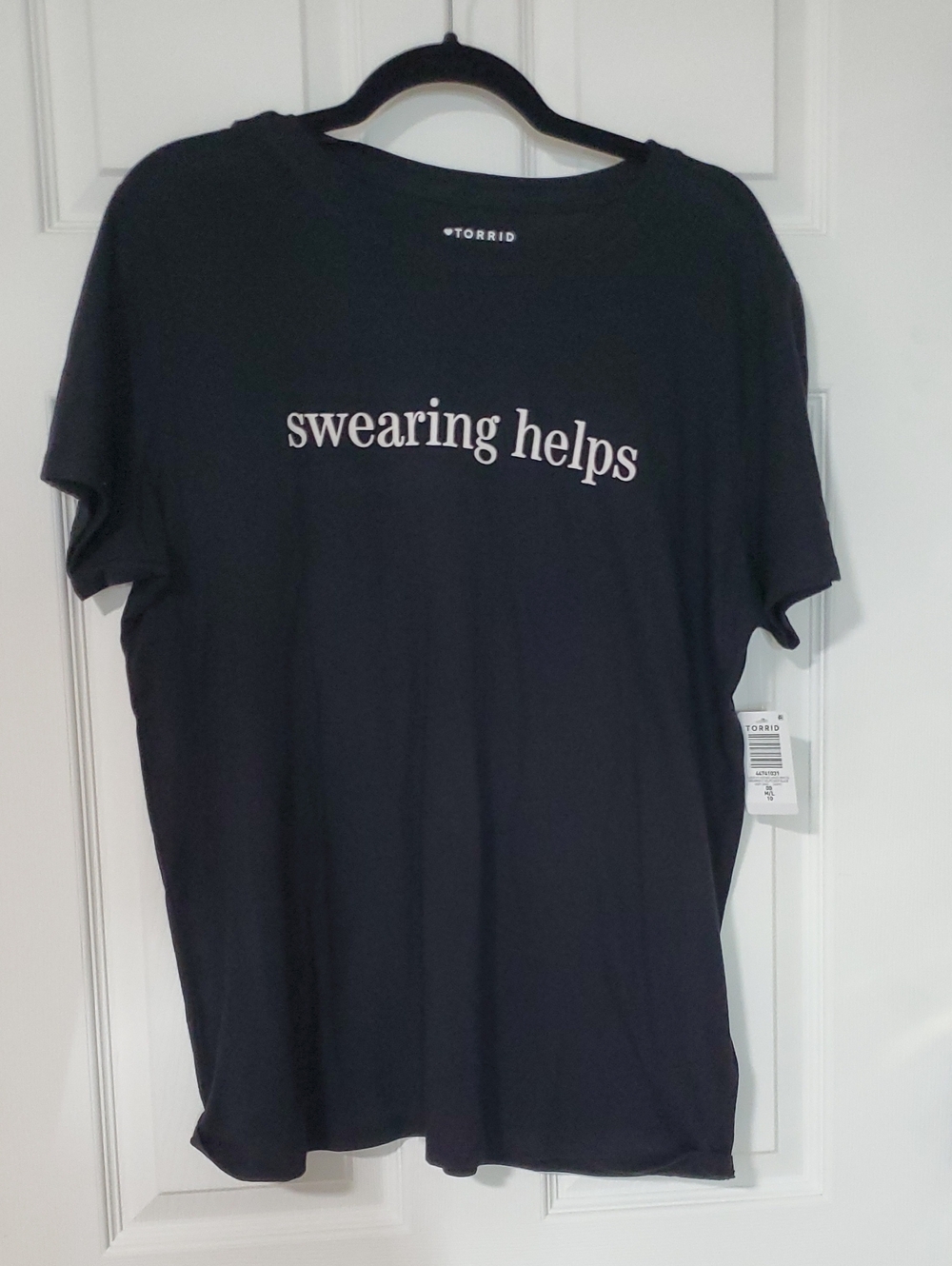torrid Black Graphic Tee with 'swearing helps' Text